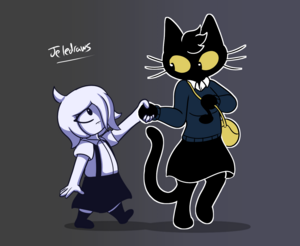 Promotional art created by Jeledraws that features Lucy and the creators previous game protagonist Nat.